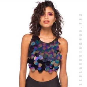 Little black diamond sequin top